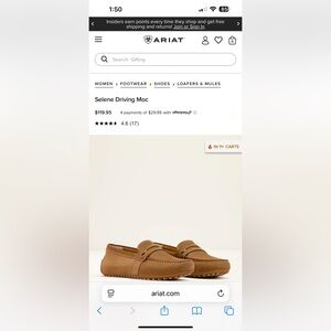 Ariat Selene Driving Moc Tan -only worn twice.